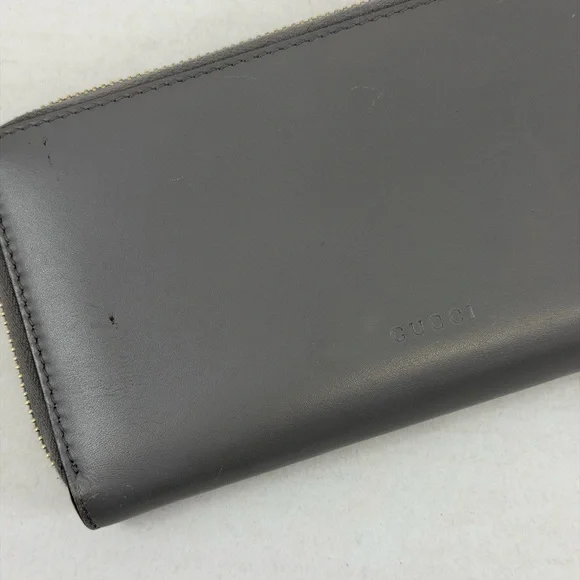 Gucci Guccissima Bow Zip-Around Wallet Gray Leather GG Logo - Picture 4 of 9